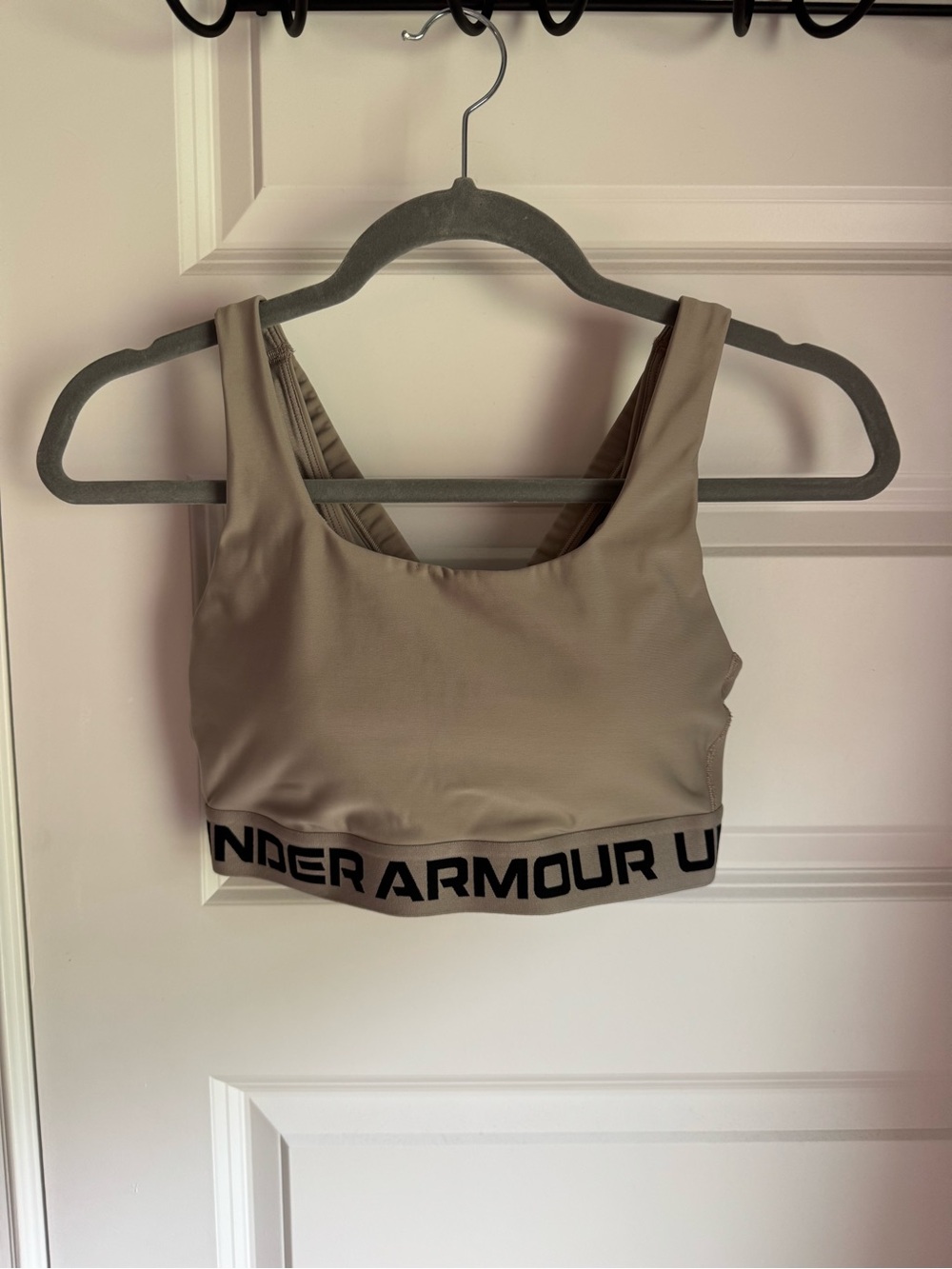 Under Armour Taupe Sports Bra with Black Logo Band